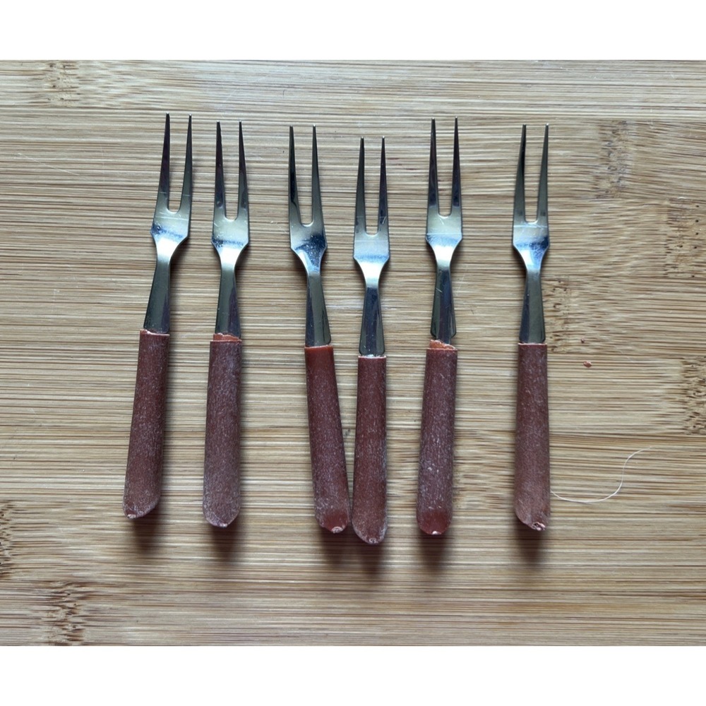 Vintage Stainless Steel Cocktail Forks Set Mini Hors D'oeuvres Fork Set - Six